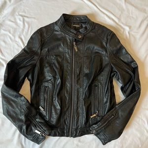 Black leather moto style jacket